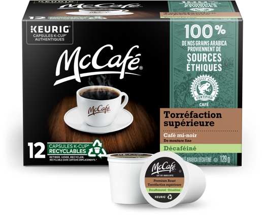 Café de torréfaction supérieure McCafé décaféiné en capsules K-Cup®
